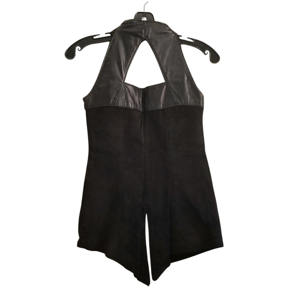 The Leather Ranch Black Halter Corset Vest – 90s Gothic Bikerwear - Picture 7 of 10